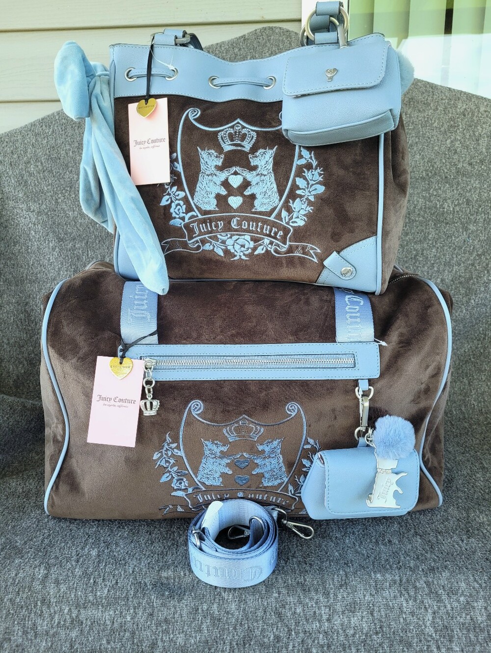NWT Juicy Couture New Love Chapter Weekender Duffle Bag & Matching Tote Handbag